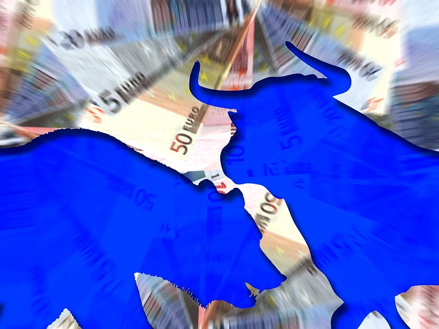 euro bankovky, býk, medvěd